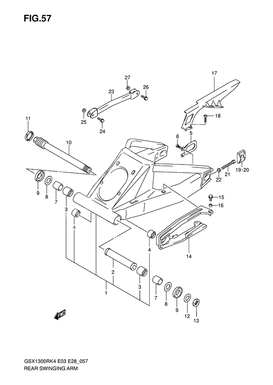 Rear swinging arm