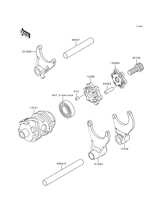 Gear change drum/shift fork(s)