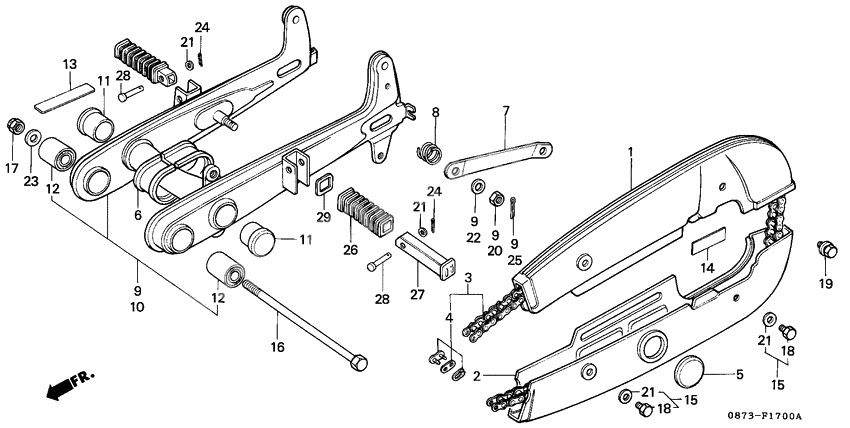 Rear fork/chain case