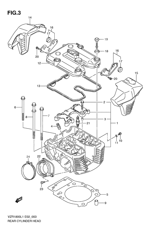Rear cylinder head