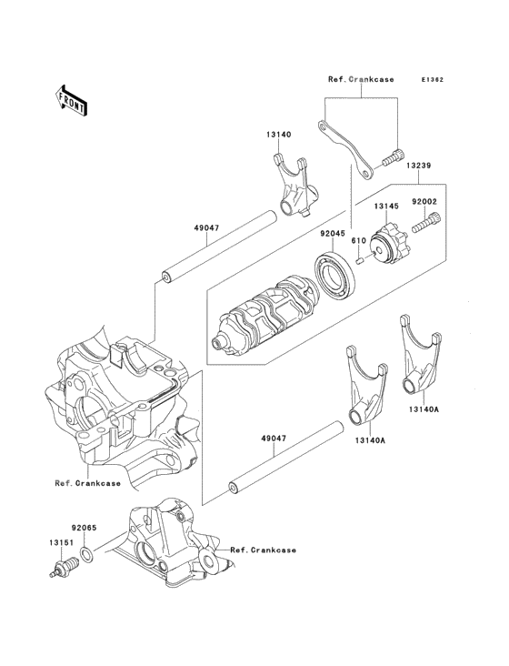 Gear change drum/shift fork(s)