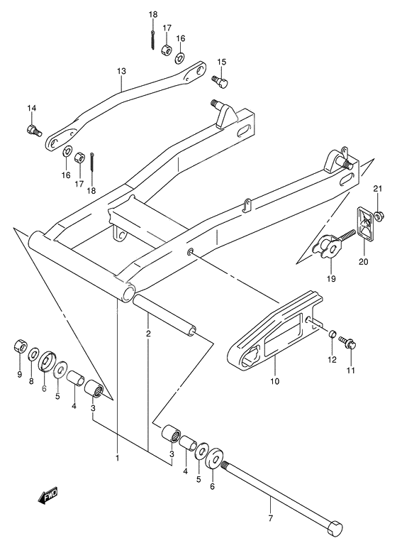 Rear swinging arm