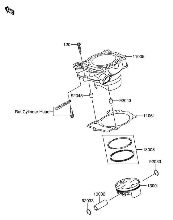 Cylinder/piston