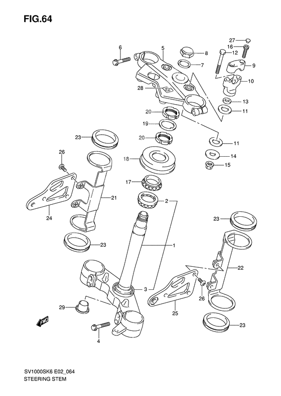 Steering stem              

                  Sv1000k6/u1k6/u2k6/k7/u2k7