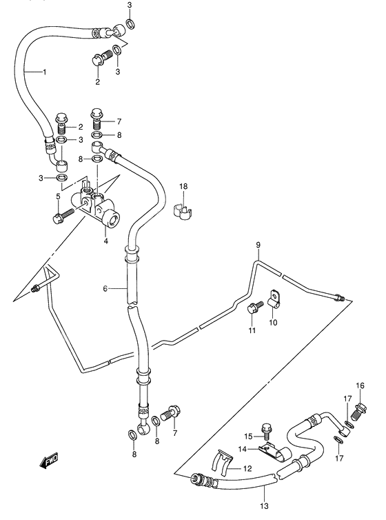 Rear brake hose