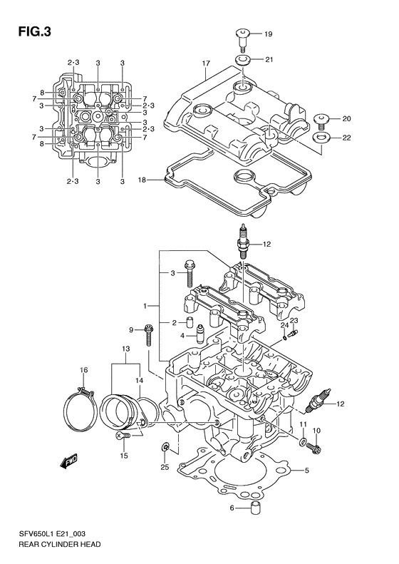 Rear cylinder head