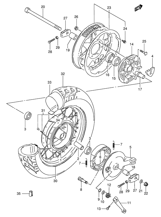 Rear wheel complete assy