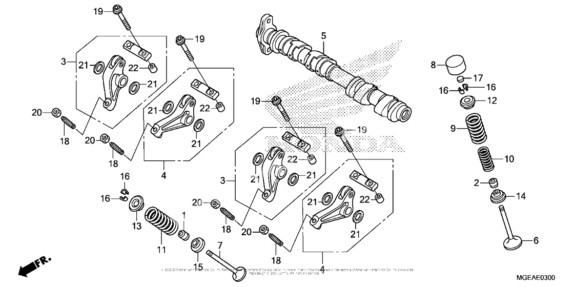 Camshaft + valve (fr.)