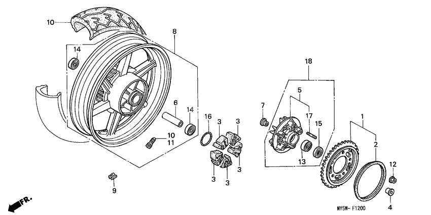 Rear wheel complete assy              

                  1
