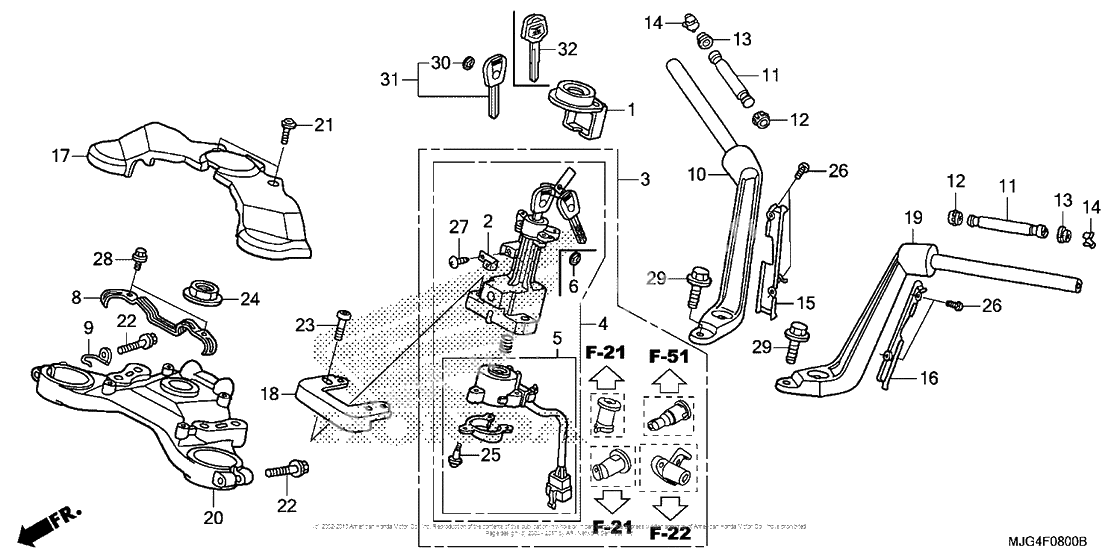 Верхняя траверса & Клипон руля