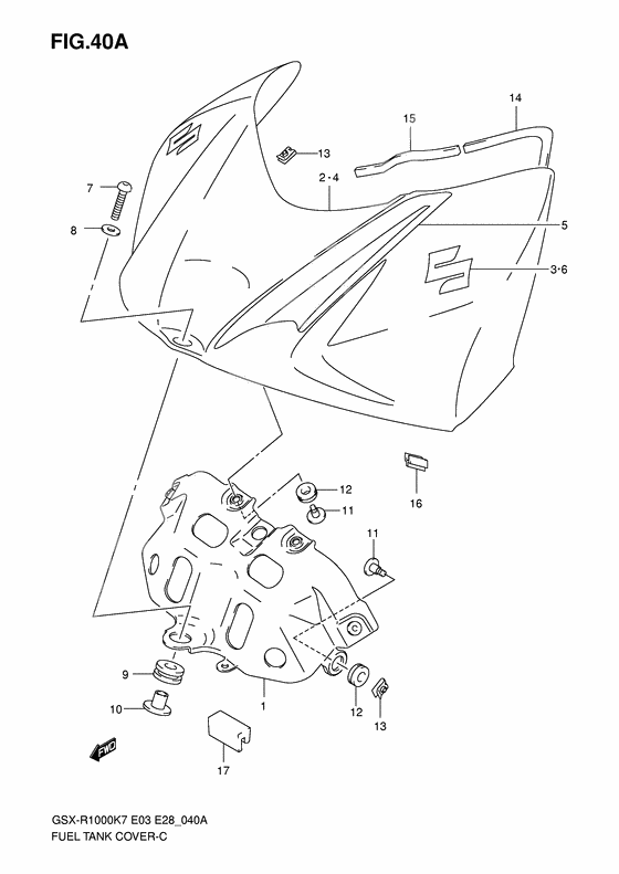 Fuel tank front cover              

                  Model k8