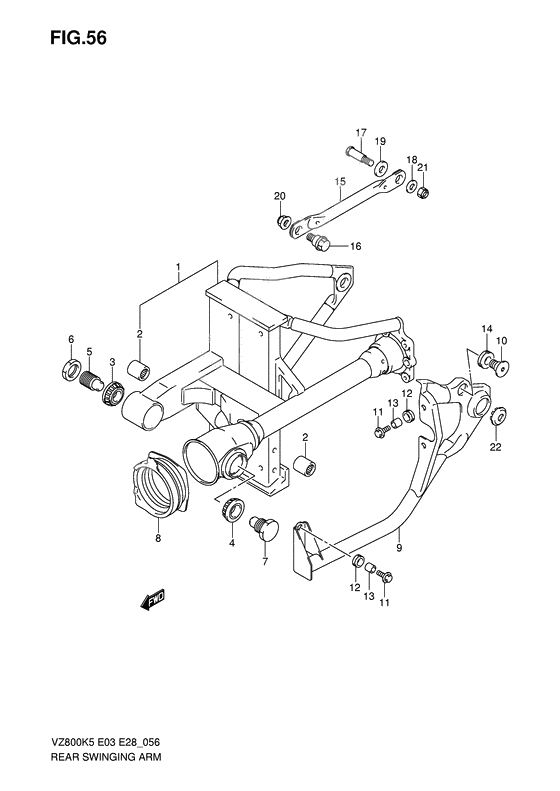 Rear swinging arm