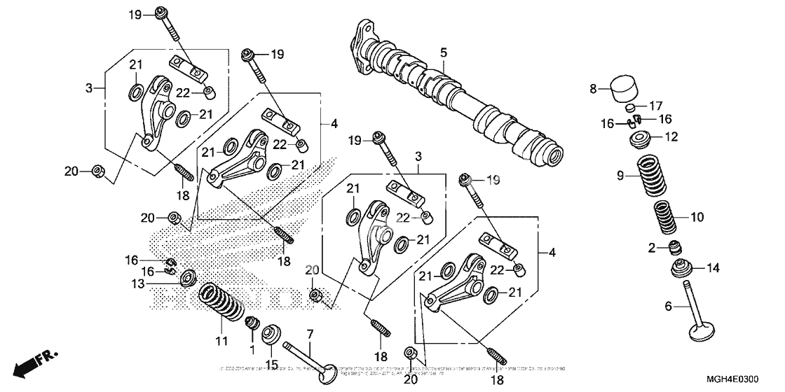 Camshaft + valve (fr.)
