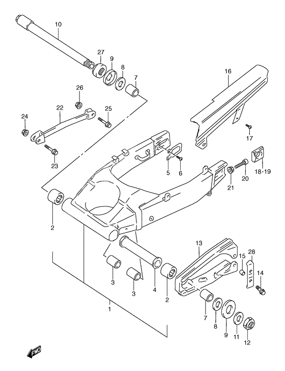 Rear swinging arm