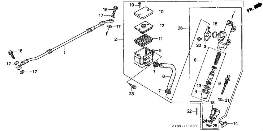 Rear brake master cylinder