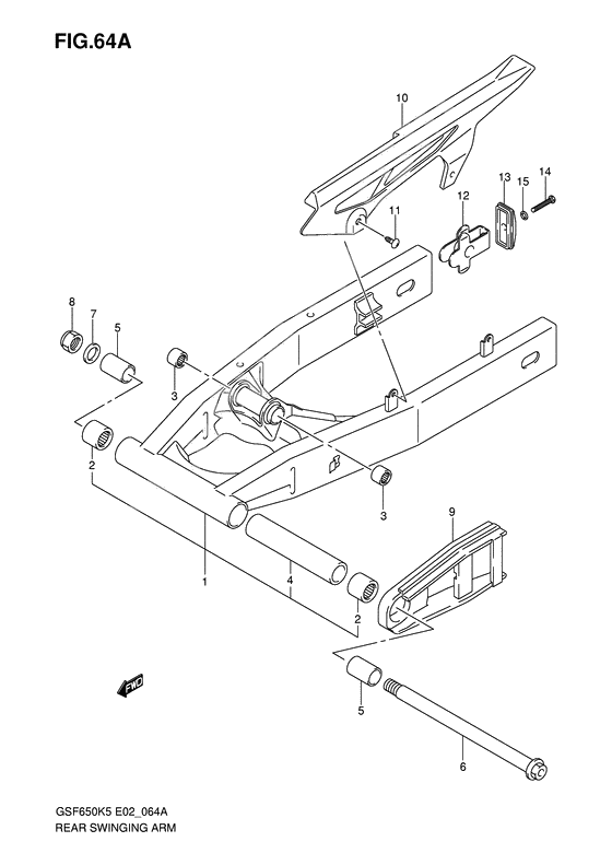 Rear swinging arm              

                  Gsf650ak5/uak5/sak5/suak5/ak6/uak6/sak6/suak6