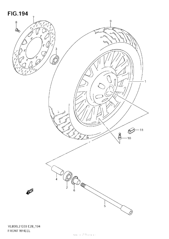 Переднее колесо (Vl800C E03)