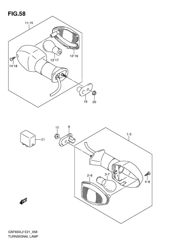 Turnsignal front & rear lamp              

                  Gsf650l2 e21
