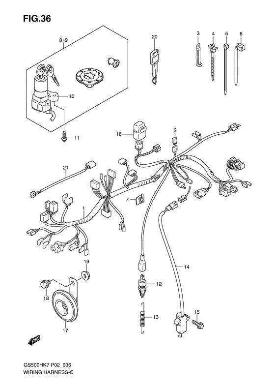 Wiring harness              

                  Gs500fh p2,  p19,  p24,  p54,  gs500fm p19