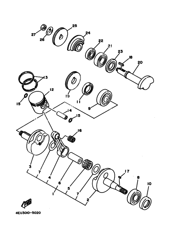 Crankshaft, piston