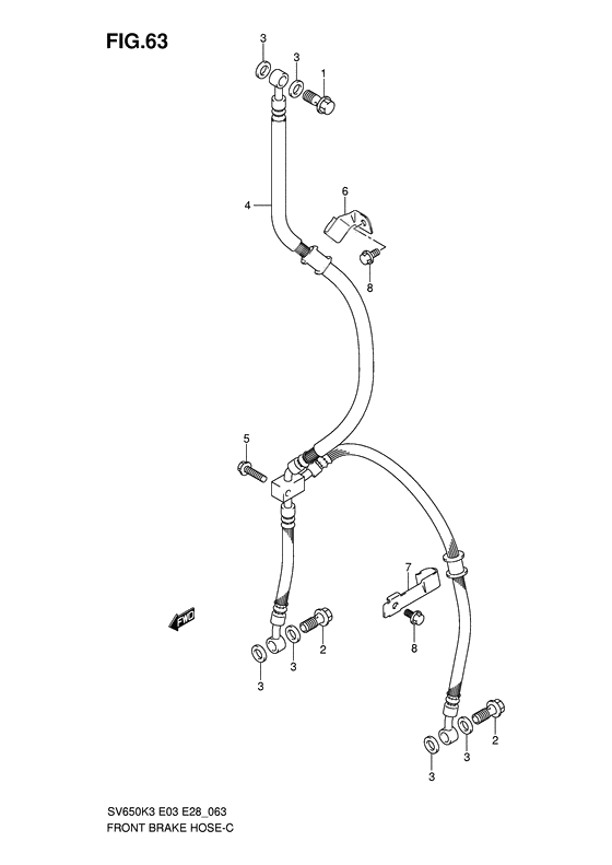Front brake hose              

                  Sv650k3/sk3/k4/sk4/k5/sk5/k6/sk6/k7/sk7