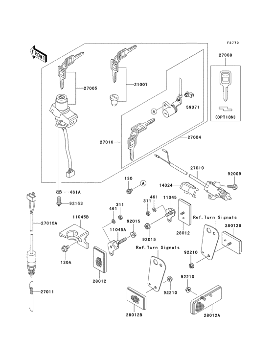 Ignition switch/locks/reflectors