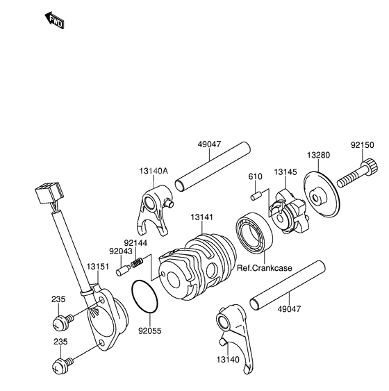 Gear change drum/shift
