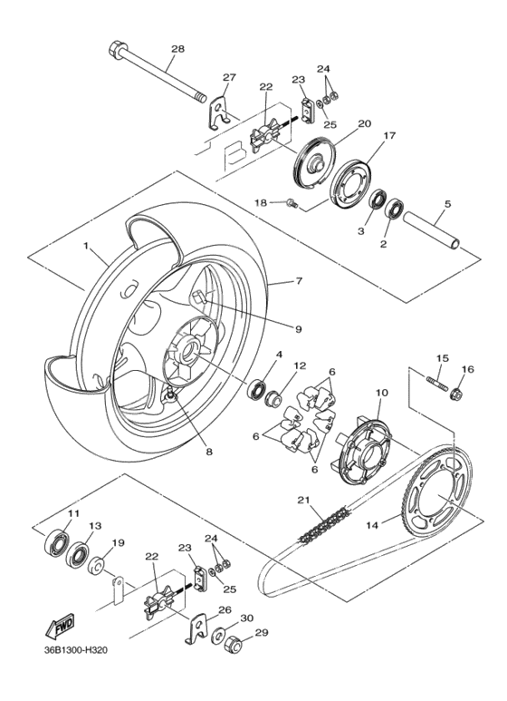 Rear wheel complete assy