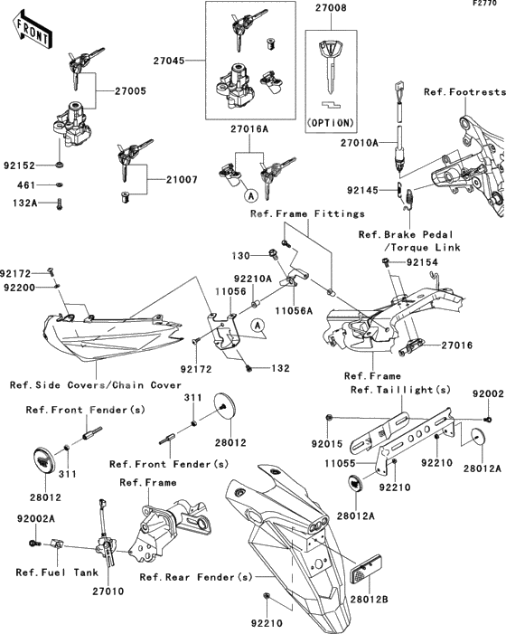 Ignition switch/locks/reflectors