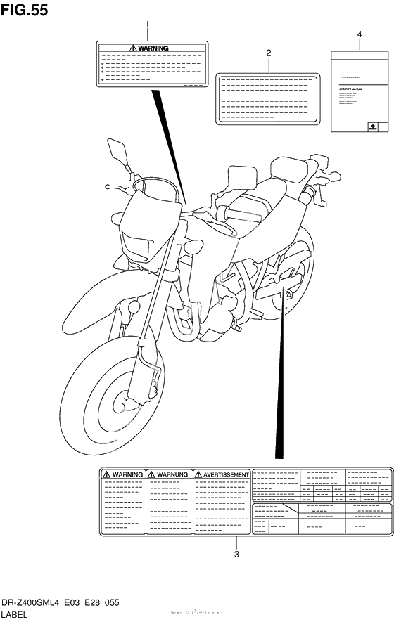 Информационные наклейки (Dr-Z400Sml4 E03)