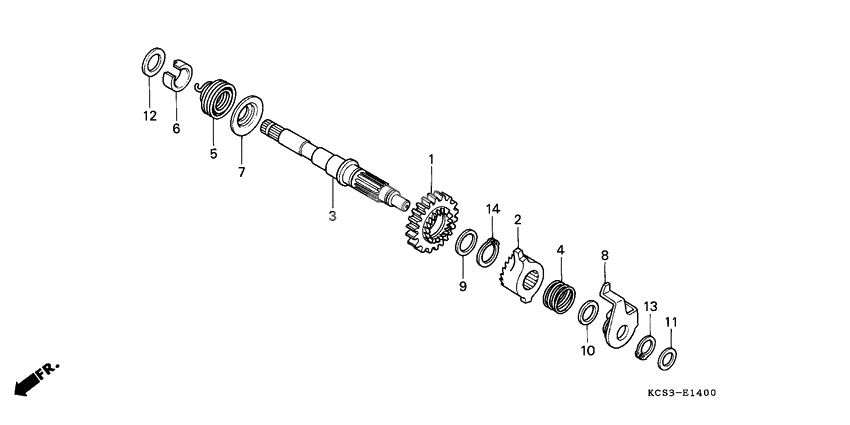 Kick starter spindle