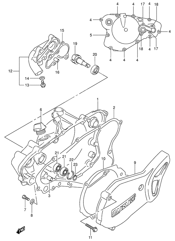 Crankcase cover- water pump