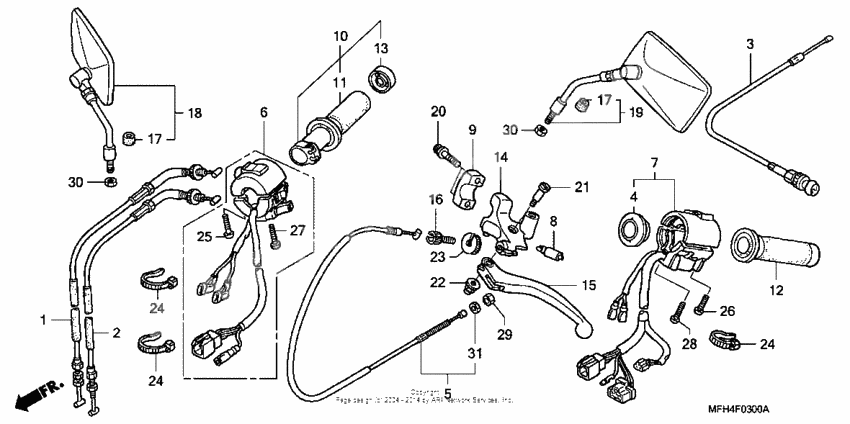 Handle lever + switch + cable