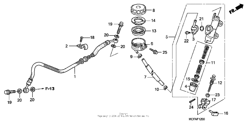 Rear brake master cylinder