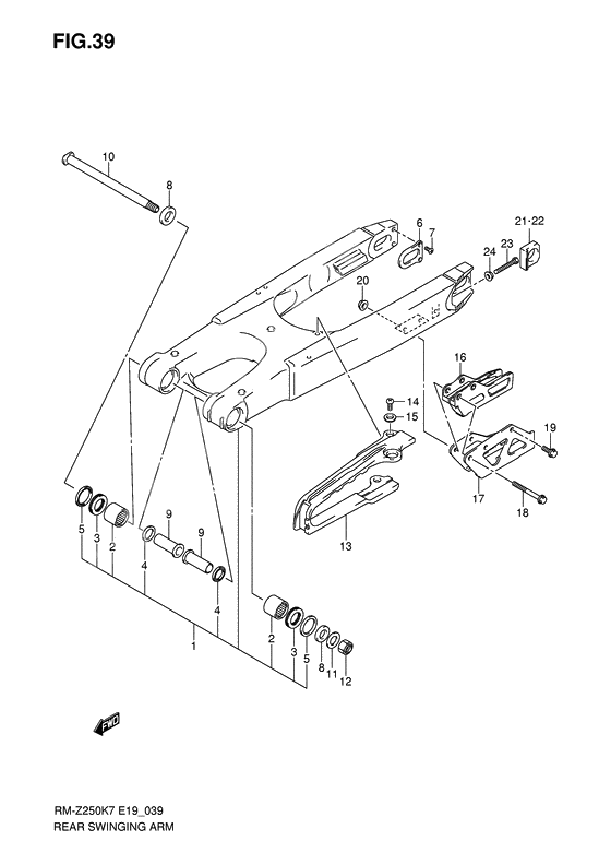 Rear swinging arm