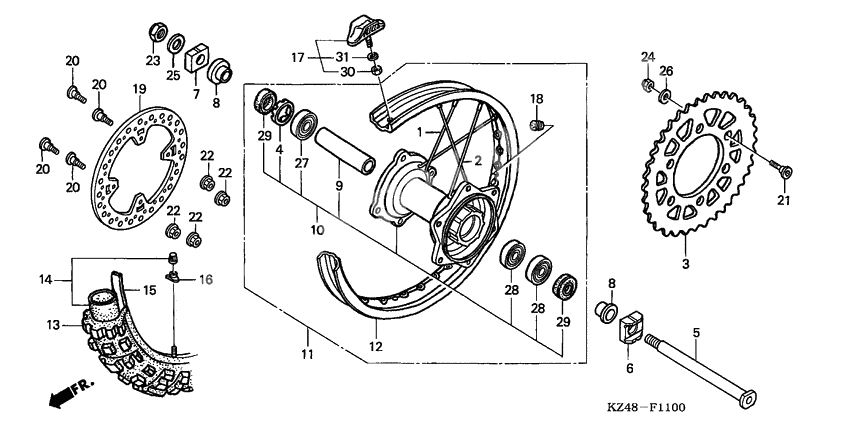 Rear wheel complete assy