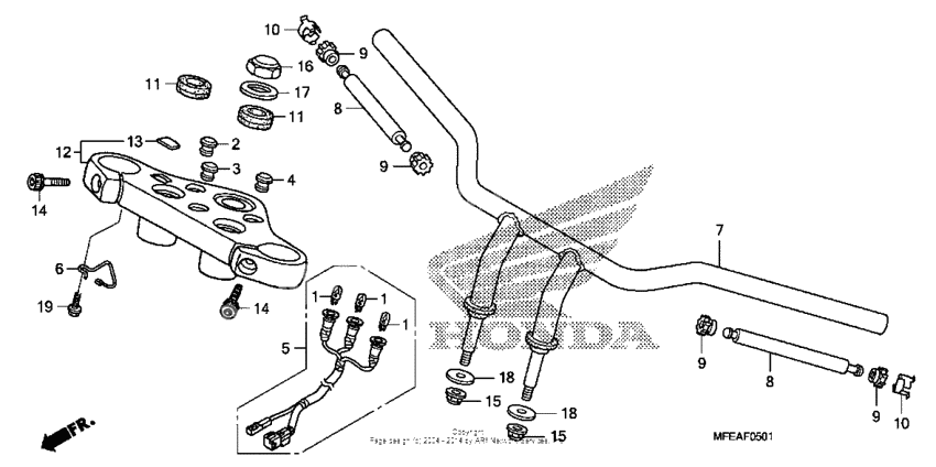 Handlebar + top bridge (vt750c2b)