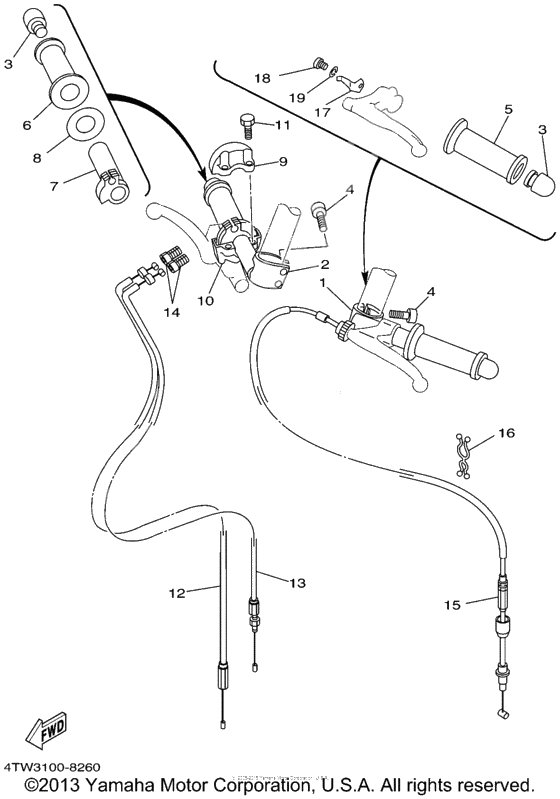 Steering handle cable