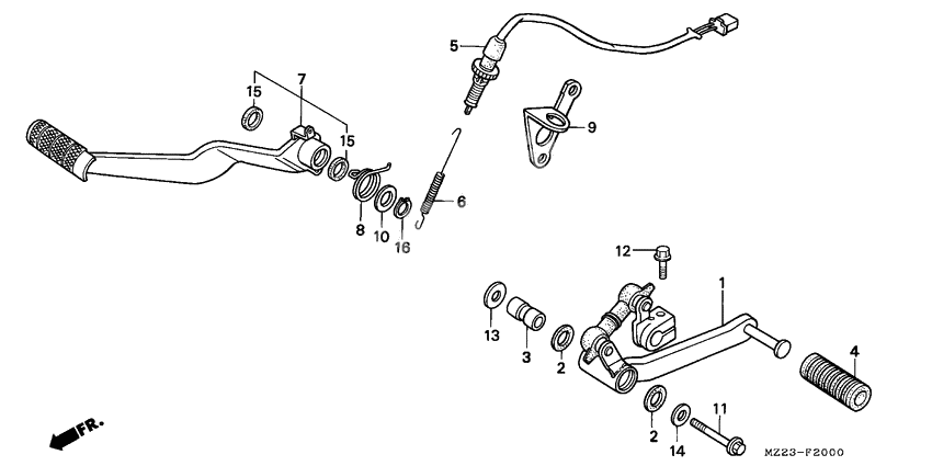 Brake pedal/change pedal