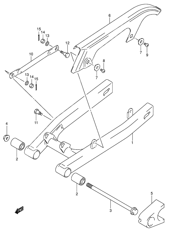 Rear swinging arm