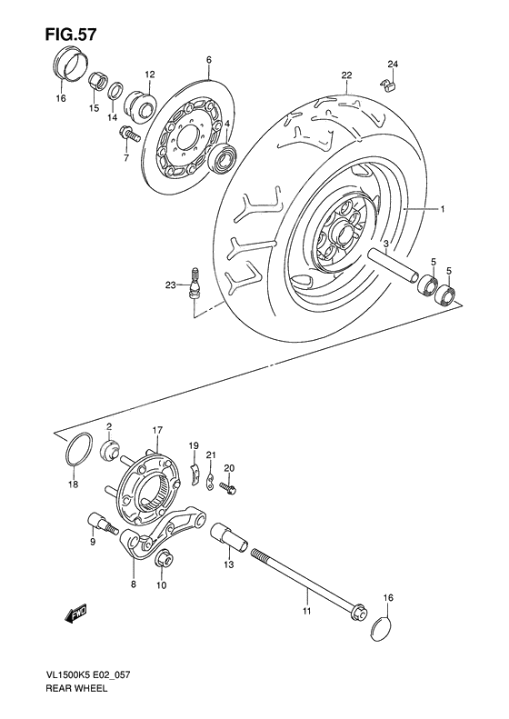 Rear wheel complete assy