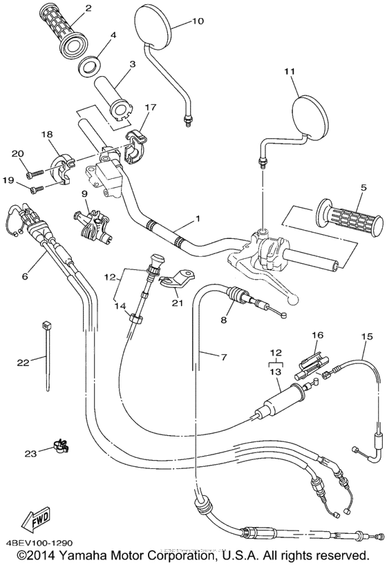 Steering handle cable