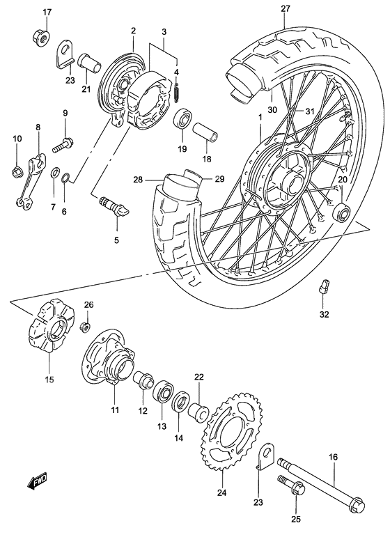 Rear wheel complete assy