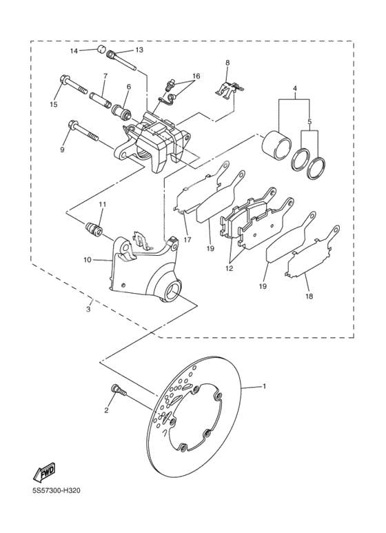 Rear brake caliper