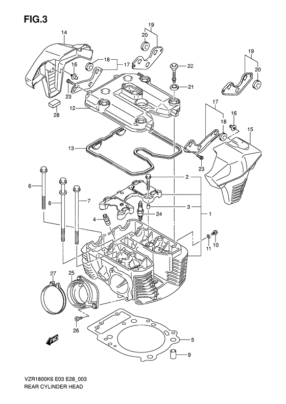 Rear cylinder head