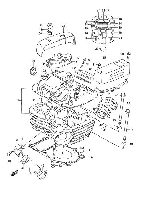 Rear cylinder head