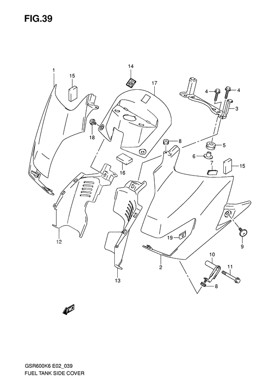 Fuel tank side cover              

                  Model k6/k7