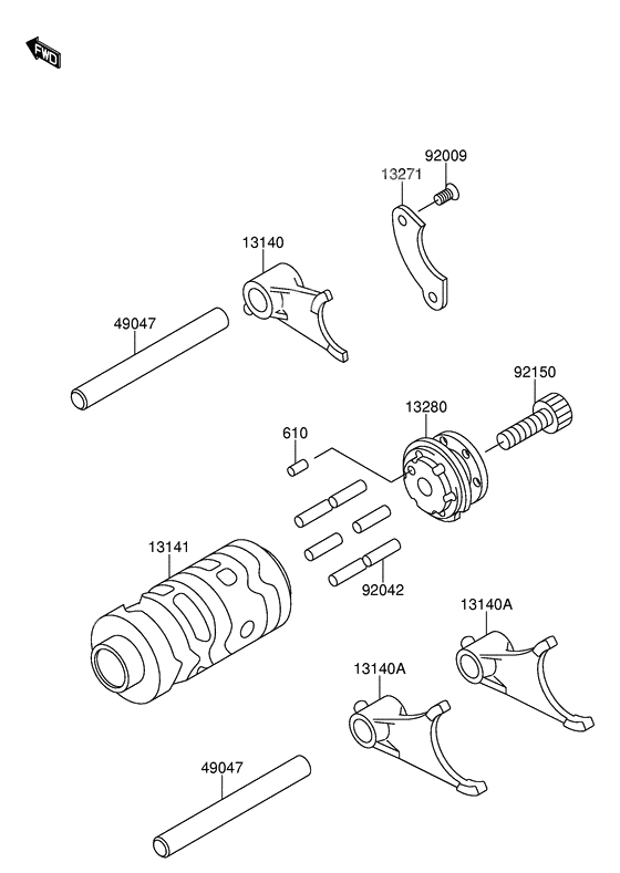 Gear change drum/shift