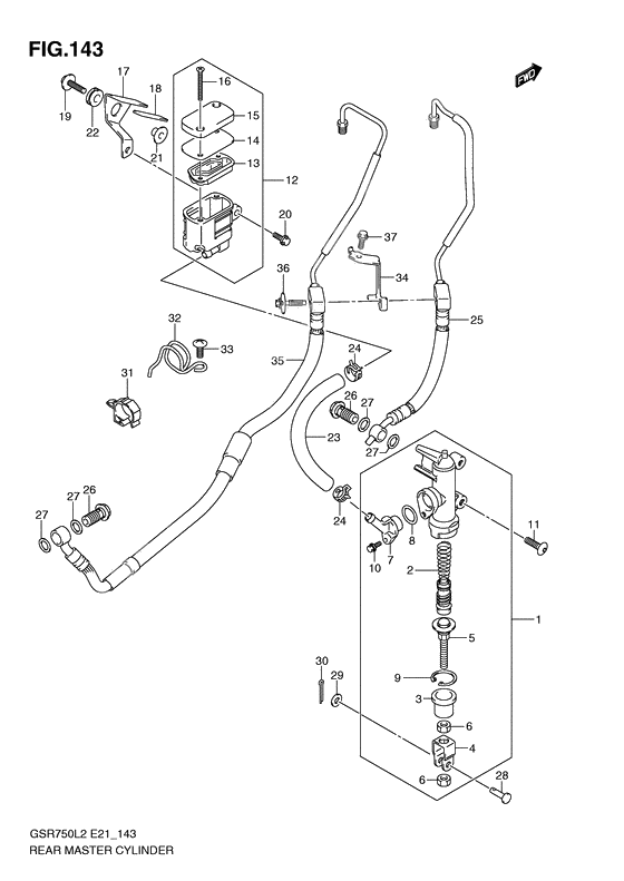 Rear master cylinder              

                  Gsr750auel2 e21