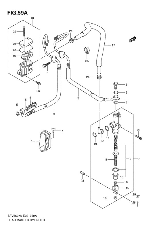 Rear master cylinder              

                  Sfv650ak9/uak9/al0/ual0